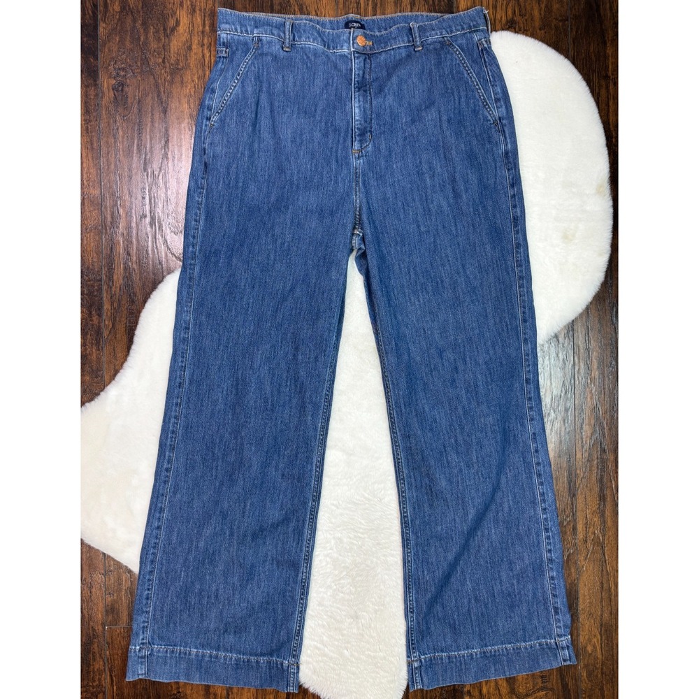 J. Crew Jeans 32 Wide Leg Medium Wash High-Rise Blue Denim Women's